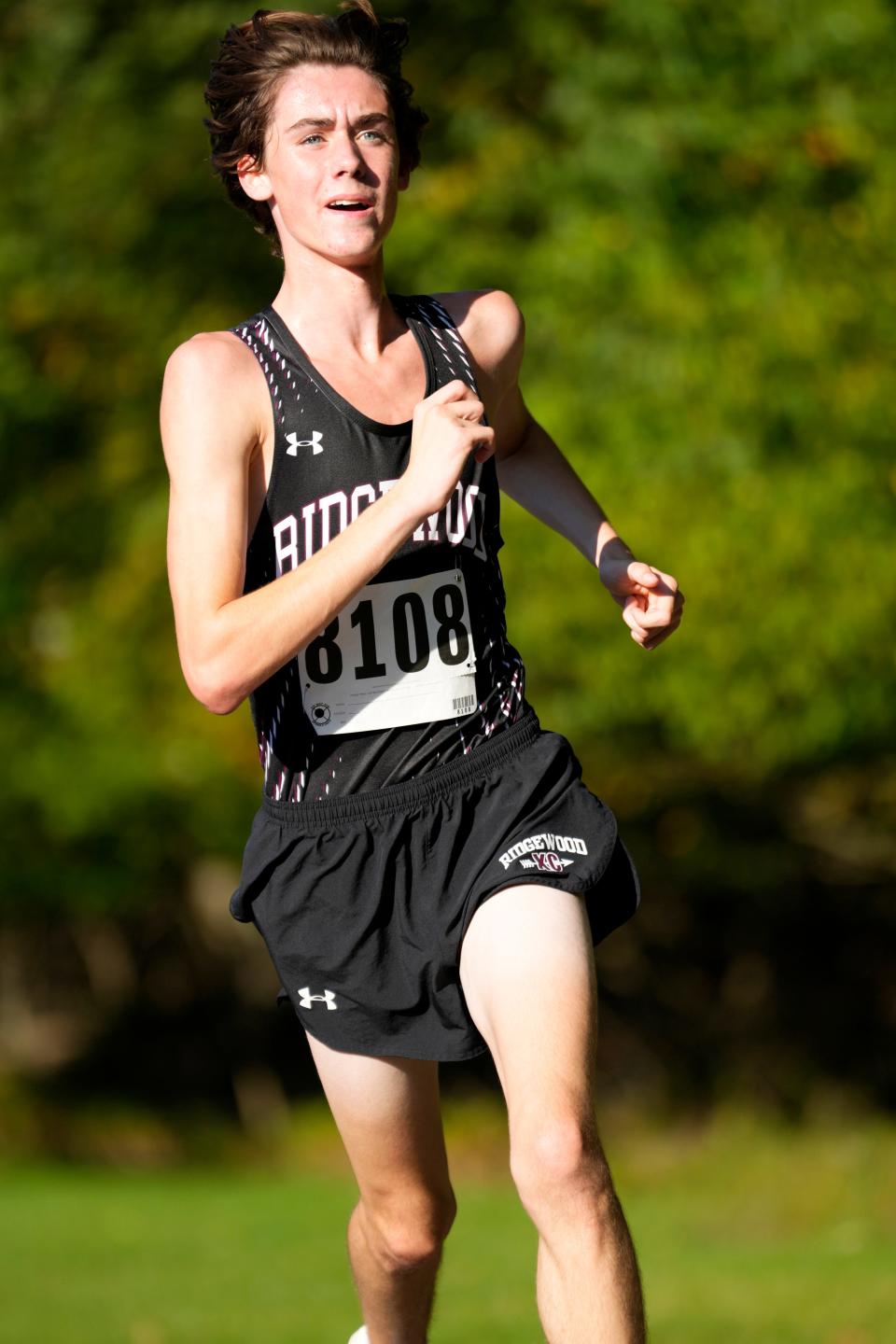 Luke Pash, of Ridgewood, leads the way at the Big North Freedom Cross Country Championships. Pash went on to win the race, which was held in Mahwah, Monday, October 2, 2023.