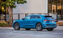 <p>The e-tron is nominally rated at 355 horsepower, although its boost mode can up that to 402 horses for up to eight seconds at a time.</p>