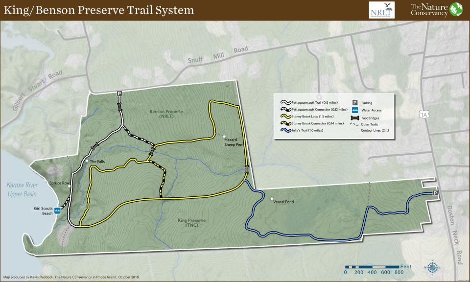 A trail map of King Preserve.