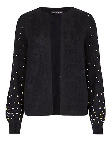 <p>Looking for a cardie which will carry you from work to drinks in one fashionable move? Look no further than this pearl-embroidered knit. <em><a rel="nofollow noopener" href="http://www.marksandspencer.com/pearl-sleeve-open-front-cardigan/p/p60139040?image=SD_01_T38_4502_F0_X_EC_90&color=NAVY&prevPage=plp" target="_blank" data-ylk="slk:Marks and Spencer;elm:context_link;itc:0;sec:content-canvas" class="link ">Marks and Spencer</a>, £35</em> </p>