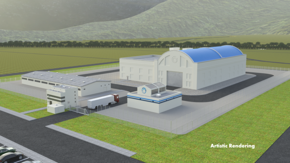 This artistic rendering shows planned future Hermes reactor at the former K-33 area of  K-25 Site in Oak Ridge.