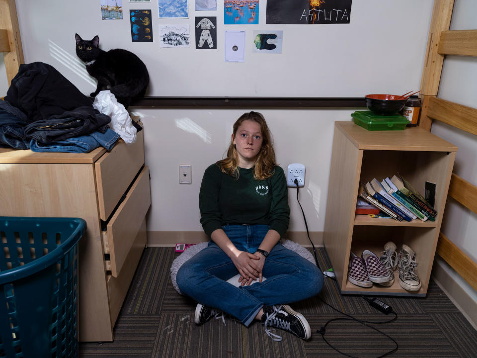 Francesca Ruhe poses for a portrait in her college dorm in Atlanta on Nov. 5.<span class="copyright">Gillian Laub for TIME</span>