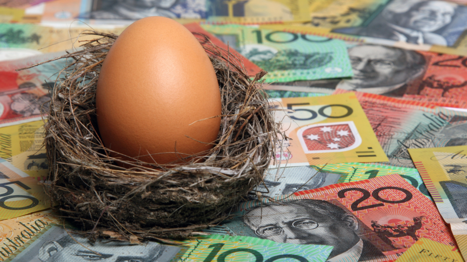 Superannuation concept. Australian money. Nest egg.