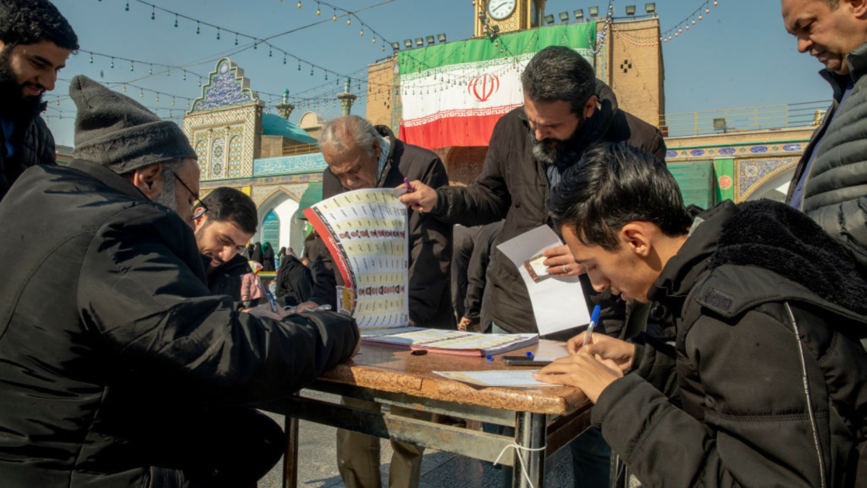  Voters on election day in Iran. 