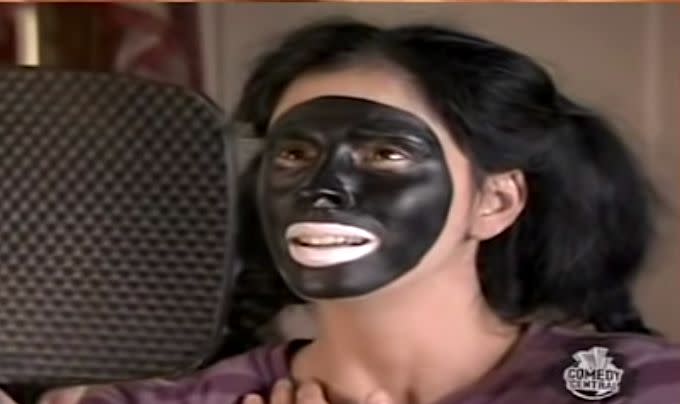 A screenshot of the actress wearing blackface from a 2007 episode of Silverman's Comedy Central show. (Photo: YouTube)