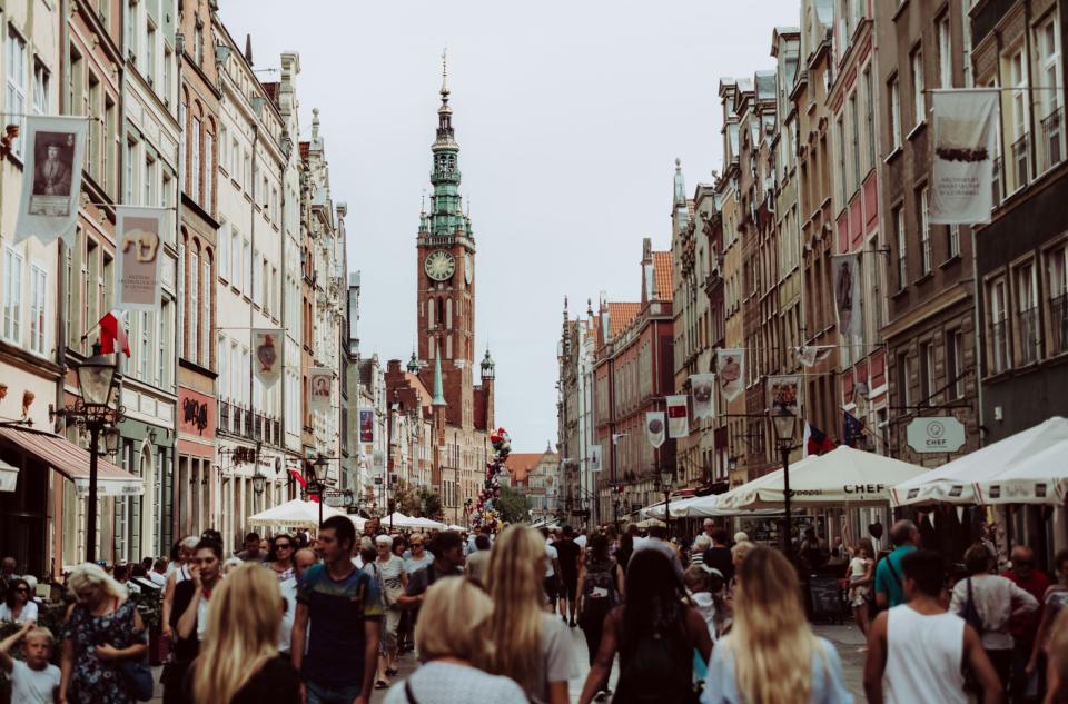 Learn about the places with the worst levels of pickpocketing in Europe. 
pictured: an area of Poland with a bustling crowd