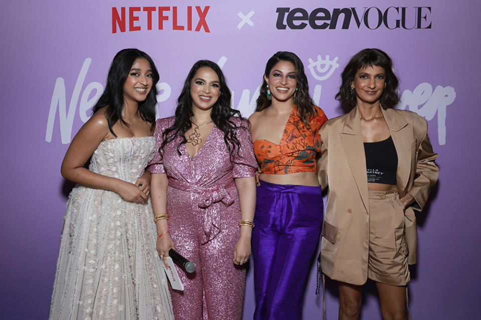 (L-R) Maitreyi Ramakrishnan, Versha Sharma, Richa Moorjani, and Poorna Jagannathan attend the Never Have I Ever Season 4 NYC Tastemaker Reception on June 06, 2023 in New York City.