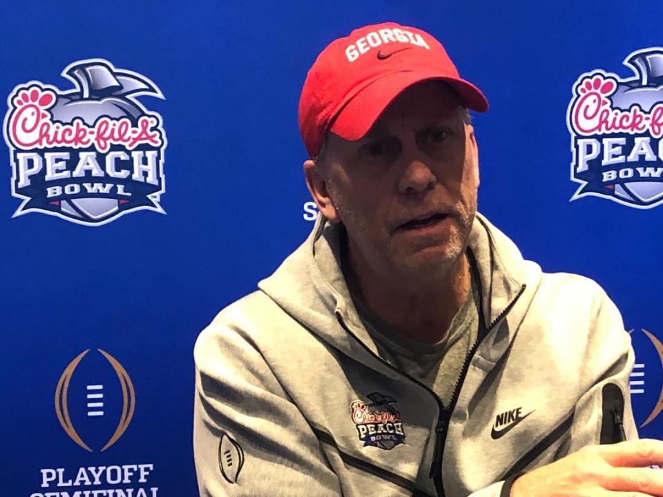 Georgia offensive coordinator Todd Monken on Dec. 28, 2022 in Atlanta before the Peach Bowl