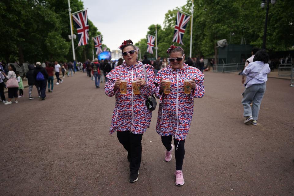 Members of the public on the Mall before the Platinum Party at the Palace (PA)