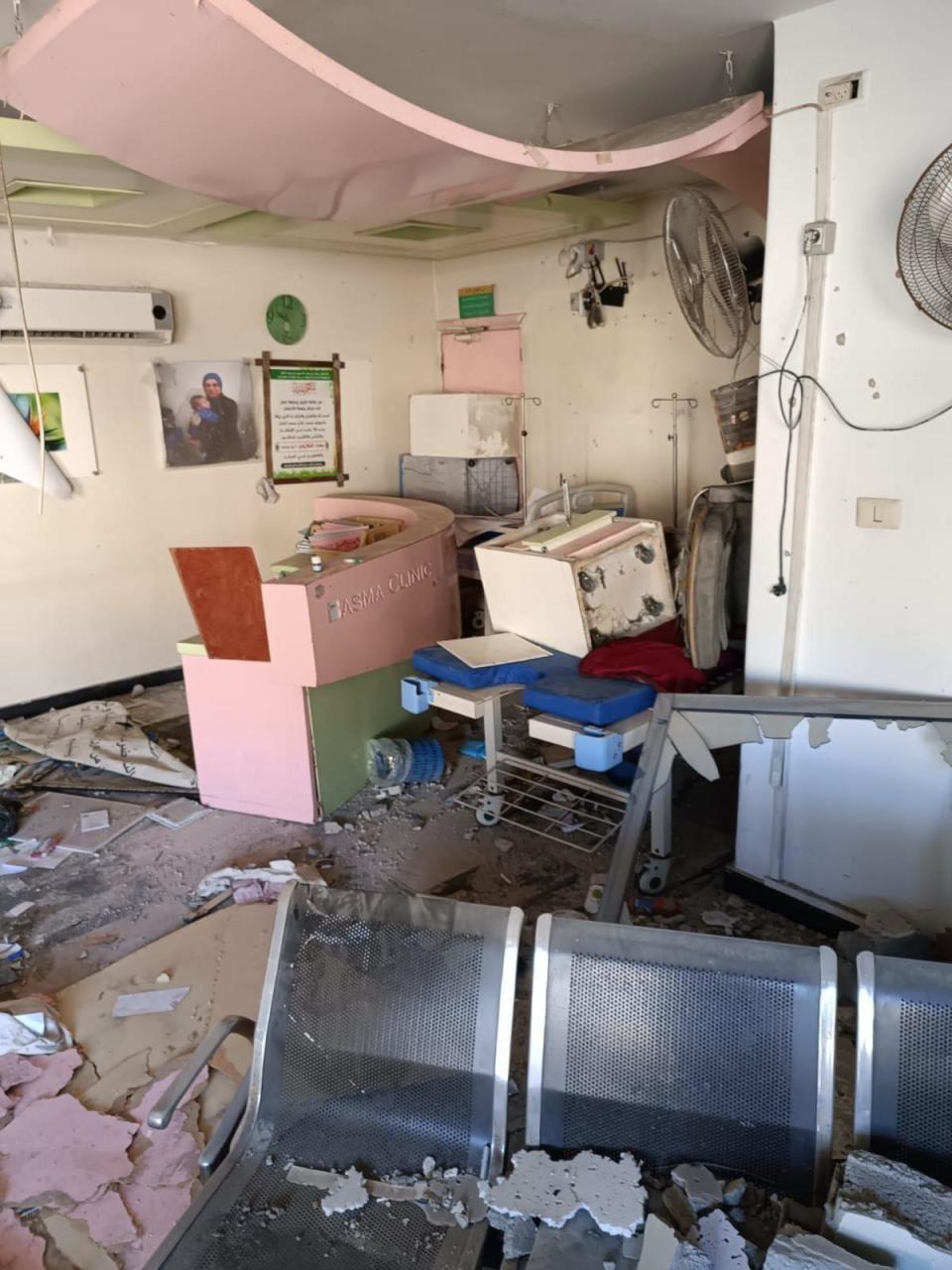 PHOTO: Damages at the Al-Basma clinic are shown following Israeli shelling. (Dr. Ghalayini/Al-Basma Clinic)