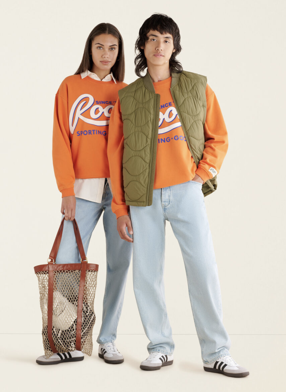 Sporting Goods Relaxed Crew Sweatshirt Gender Free in Burnt Orange (Photo via Roots)