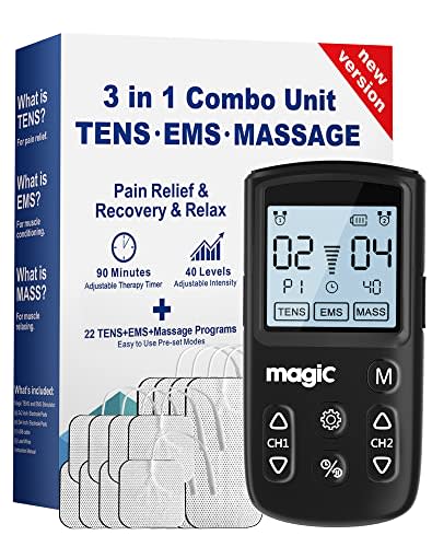 Tens Unit Muscle Stimulator Machine - Dual Channel Electronic Pulse Massager, Muscle Massager f…