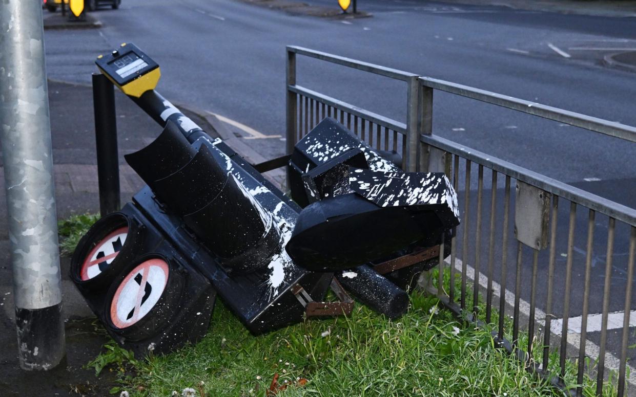 A camera has been cut down on the Uxbridge Road in West London