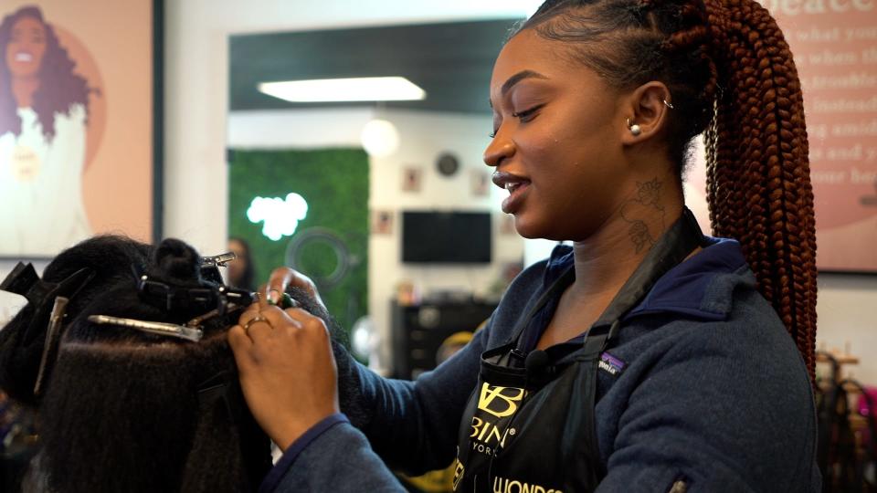 Hair stylist Jessica Anderson runs her business Black Beauty Bounty out of Diversity Hair Salon.