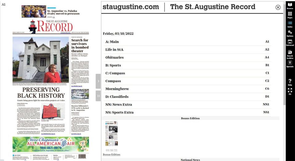 The St. Augustine Record e-Edition is published seven days a week.