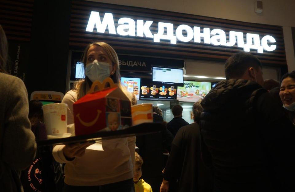 People visit a McDonald’s in Moscow, Russia. Konstantin Zavrazhin/Getty Images