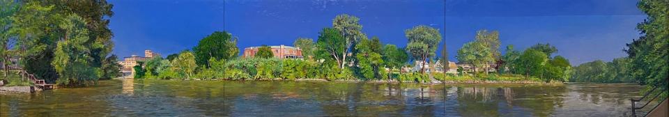 South Bend artist David Allen painted this scene on the St. Joseph River for the "Around the Bend" exhibit at the South Bend Museum of Art.