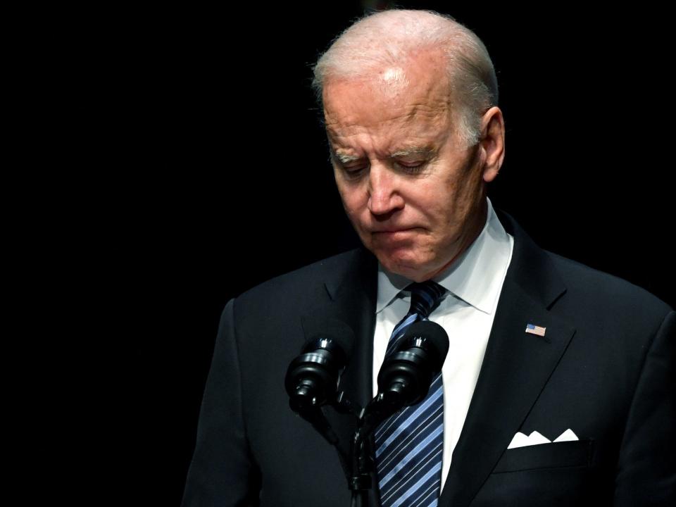 Biden at former Vice President Walter Mondale’s memorial service in Minneapolis, Minnesota, on May 1, 2022.