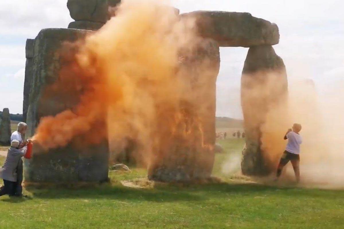 A man has been arrested in connection with the incident at Stonehenge last week <i>(Image: Just Stop Oil/PA)</i>