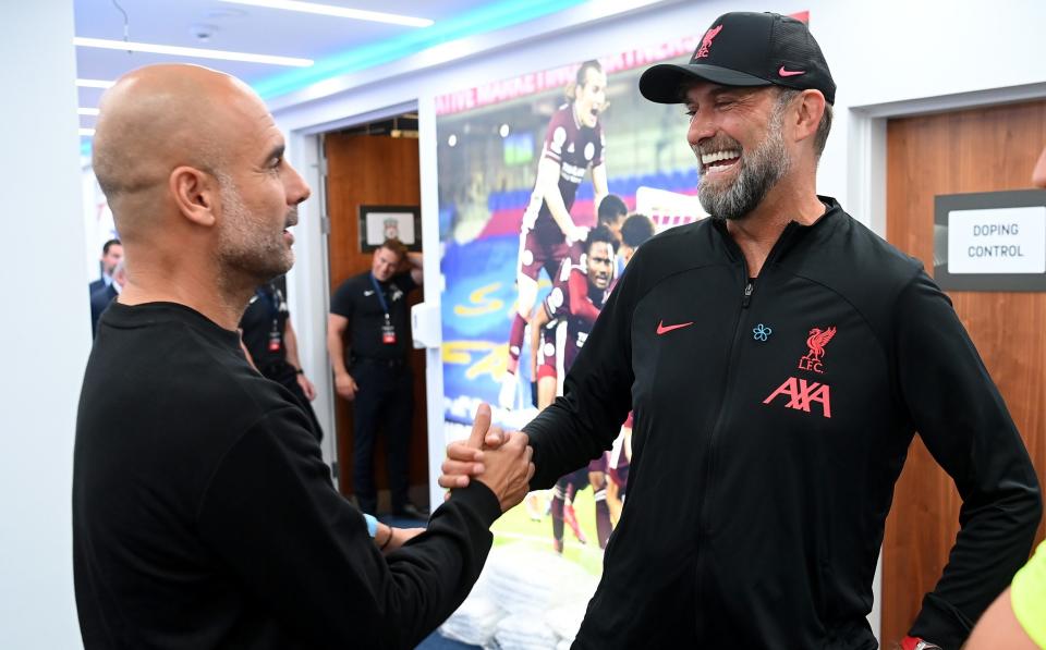 Pep Guardiola and Jurgen Klopp shake hands