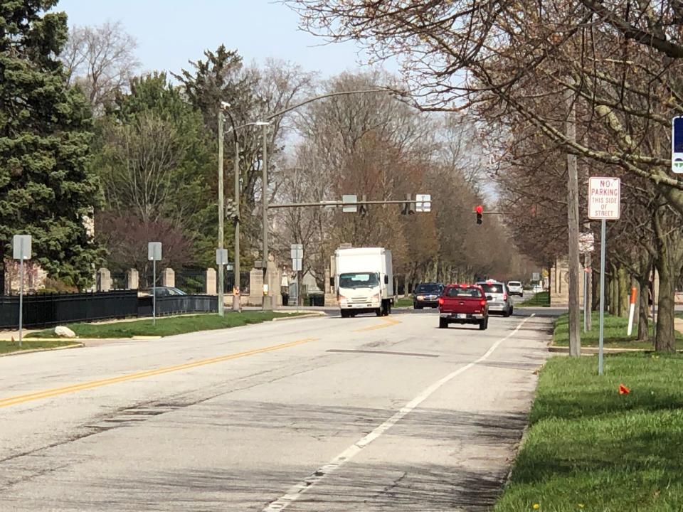 This year, a new trail will replace the bike lane along Notre Dame Avenue, seen here on Monday, April 8, 2024, as part of a trail from downtown South Bend to the University of Notre Dame.