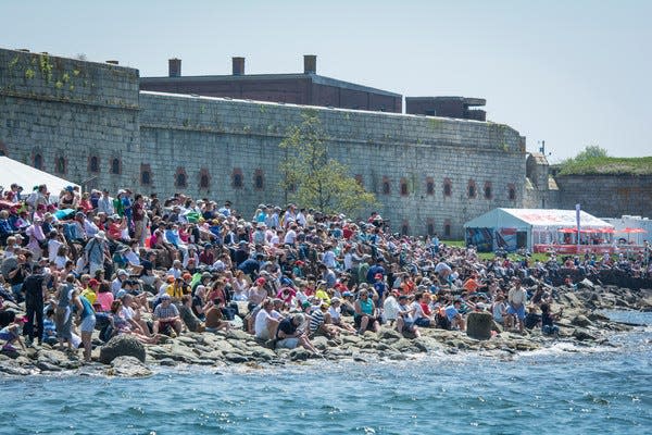 Spectators line Fort Adams State Park to watch the racing action in 2018