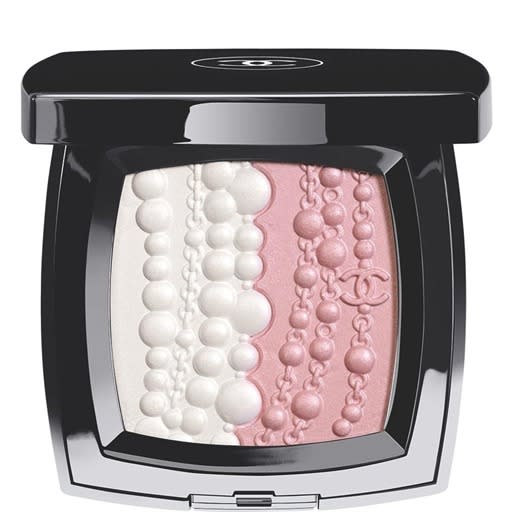 <p>This illuminating pink and white powder is inspired by Gabrielle “Coco” Chanel’s obsession with pearls. <a href="http://www.chanel.com/en_US/fragrance-beauty/makeup-powder-perles-et-fantaisies-140261/sku/140262" rel="nofollow noopener" target="_blank" data-ylk="slk:Chanel Perles et Fantaisies Highlighter;elm:context_link;itc:0;sec:content-canvas" class="link ">Chanel Perles et Fantaisies Highlighter </a>($70)</p>