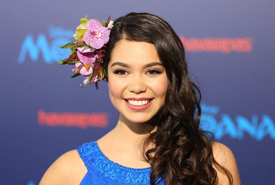 A close-up of Auli'i Cravalho smile