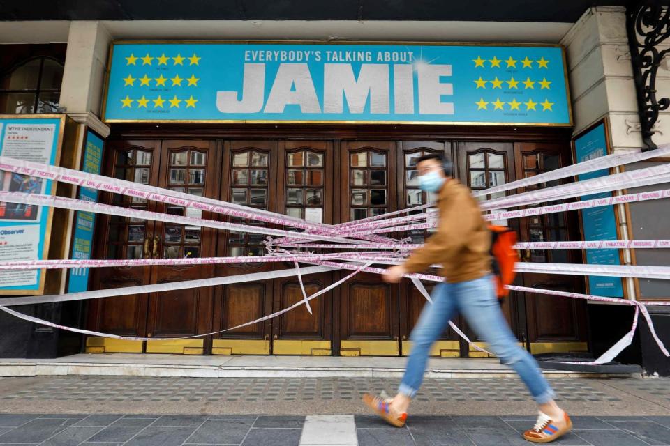 The show must go on: London’s Apollo Theatre, which plans to reopen in the autumn (AFP via Getty Images)