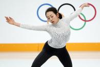 Mao Asada of Japan practises her routine during a figure skating training session at the Iceberg Skating Palace training arena during the 2014 Sochi Winter Olympics February 17, 2014. REUTERS/Lucy Nicholson (RUSSIA - Tags: SPORT FIGURE SKATING OLYMPICS)