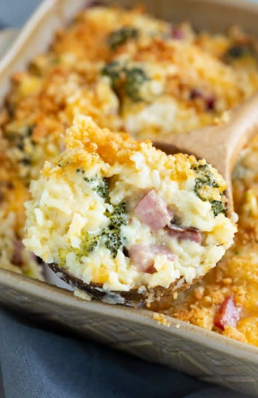 <p>The Cozy Cook</p><p>A hearty casserole supper is great for a cold winter's night.</p><p><strong>Get the recipe: <a href="https://thecozycook.com/ham-casserole/" rel="nofollow noopener" target="_blank" data-ylk="slk:Ham Casserole with Broccoli and Rice;elm:context_link;itc:0;sec:content-canvas" class="link ">Ham Casserole with Broccoli and Rice</a></strong></p>