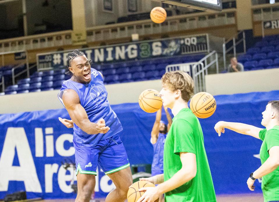 Keeshawn Kellman of the 
Florida Gulf Coast Univeristy menÕs basketball team practices on Tuesday, Sept. 24, 2024. It was the first practice for the upcoming season.