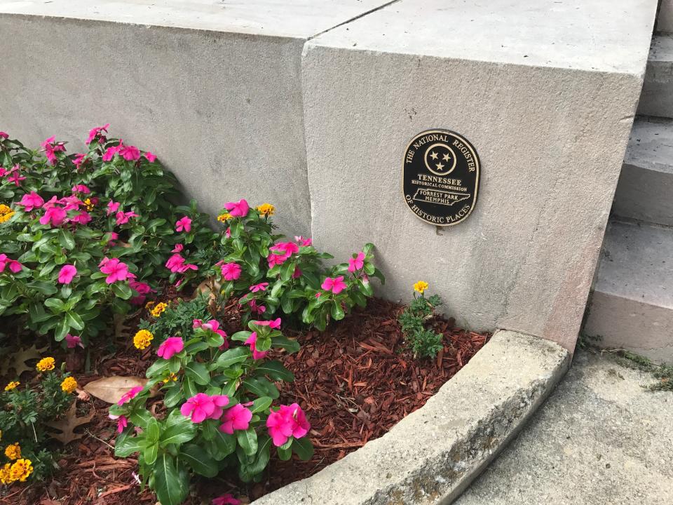 A marker denoting Forrest's memorial as a historical monument protected under state law.&nbsp; (Photo: Julia Craven/ HuffPost)