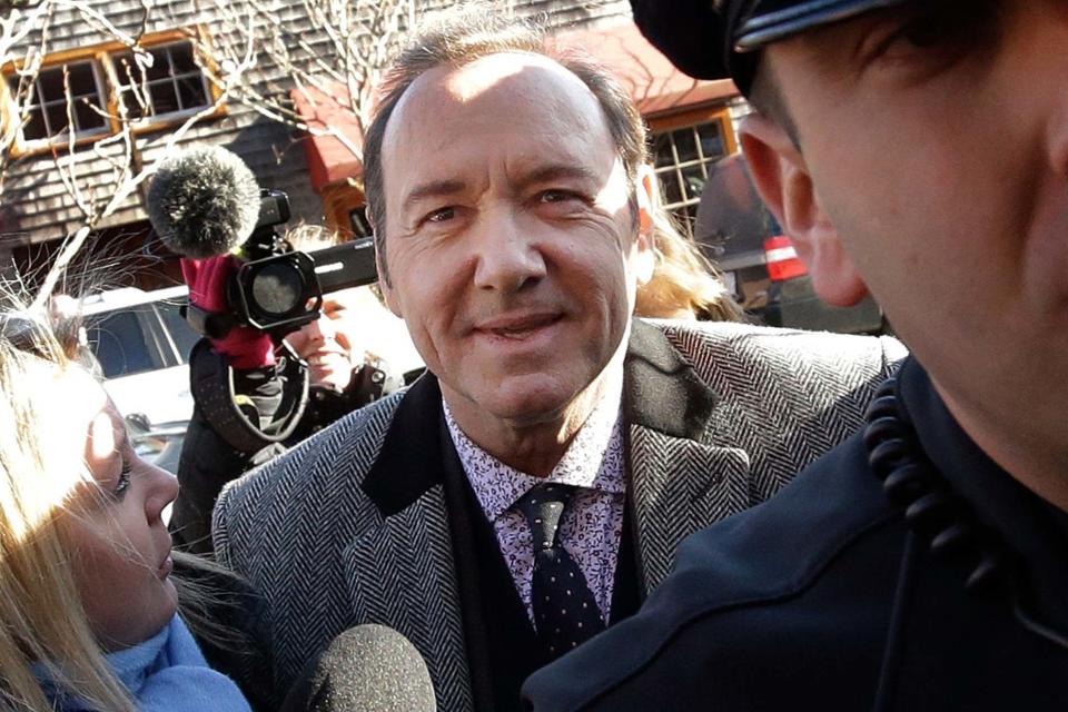 Kevin Spacey arrives at district court in Nantucket earlier this year. (AP)