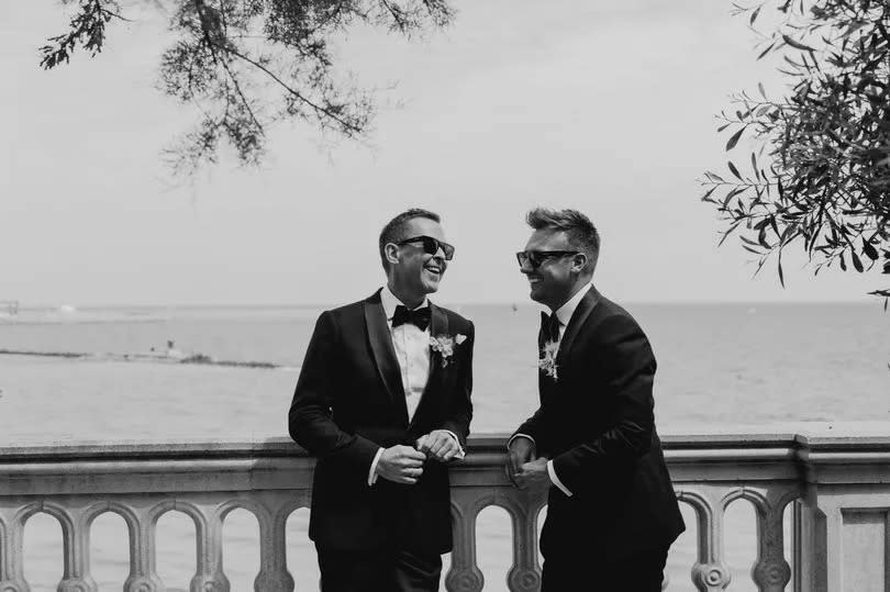 Scott Mills and husband Sam on their wedding day