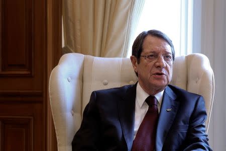 Cypriot President Nicos Anastasiades speaks during his meeting with Greek Prime Minister Alexis Tsipras (not pictured) at the Maximos Mansion in Athens, Greece December 30, 2016. REUTERS/Alkis Konstantinidis