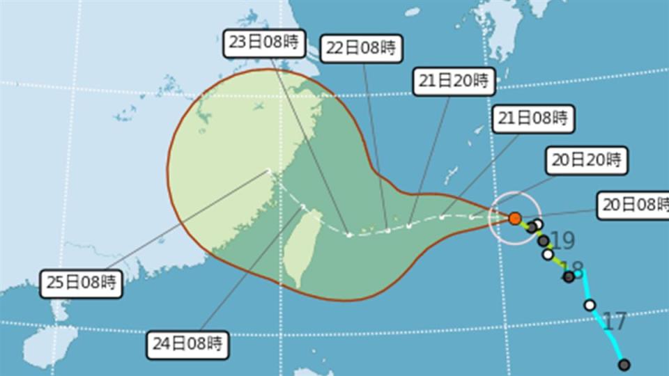 氣象局預估颱風將於這周末抵台。（圖／翻攝自中央氣象局網站）