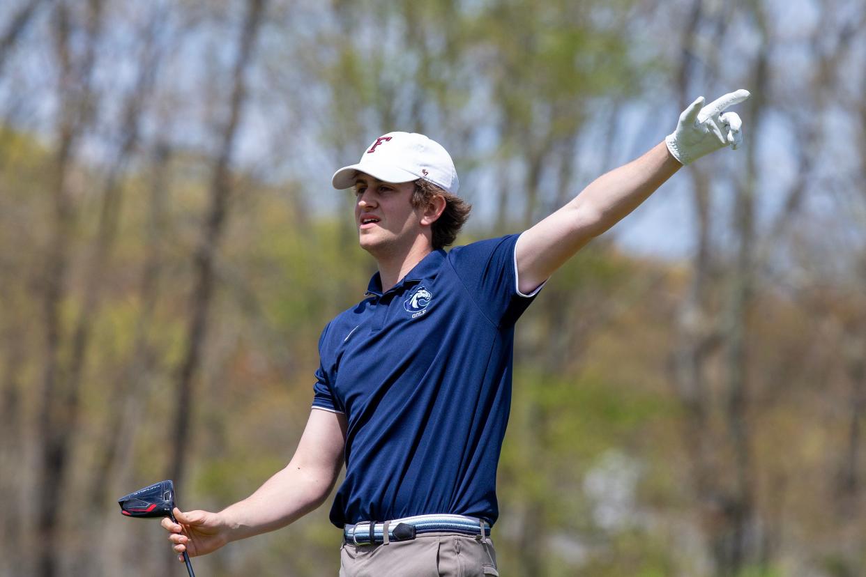 CBA's Jack Puma competes during the Shore Conference Championship at Charleston Spring Golf Course in Millstone Twp., NJ Wednesday, April 24, 2024.