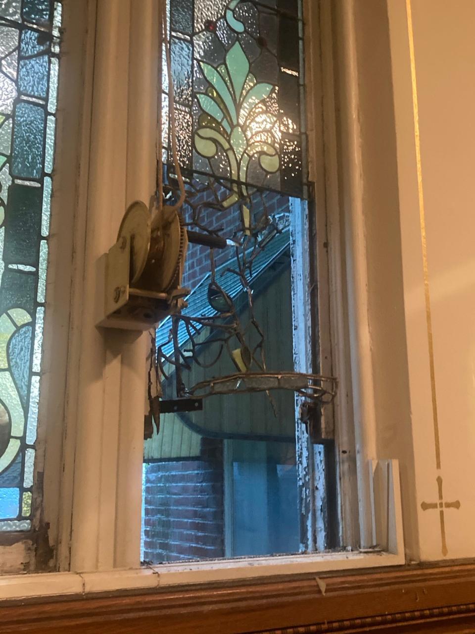 A stained-glass window was recently damaged in the former chapel used by the Ursuline Sisters, who founded and staffed Ursuline Academy on Springfield's north end. The sisters left the convent on Sixth Street in 2005.