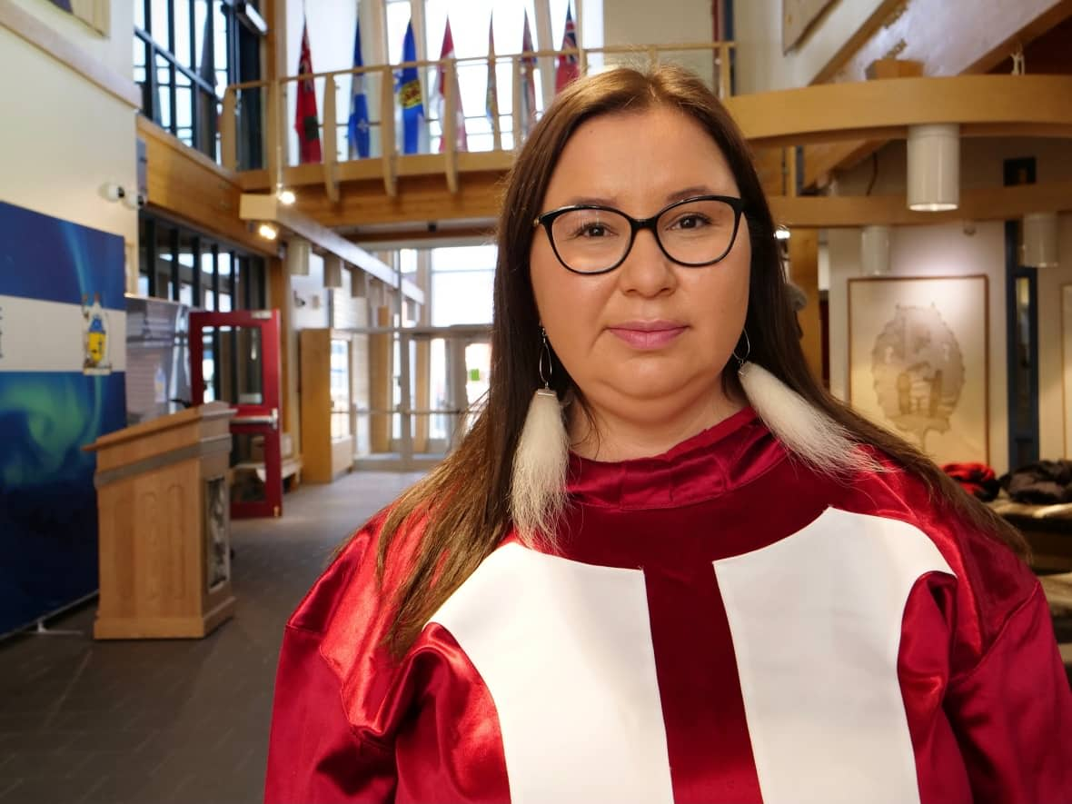 Nunavut Education Minister Pamela Gross, pictured Nov. 17, 2021. After days of denying there was a problem with Nunavut's main student aid program, she said her department will investigate why payments to post-secondary learners were delayed. (Matisse Harvey/Radio-Canada - image credit)