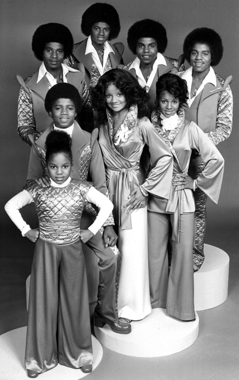 Image: Courtesy of Everett Collection. Front – Janet Jackson; Center -Randy Jackson, LaToya Jackson, Rebbie Jackson; Rear – Jackie Jackson, Michael Jackson, Tito Jackson, Marlon Jackson.