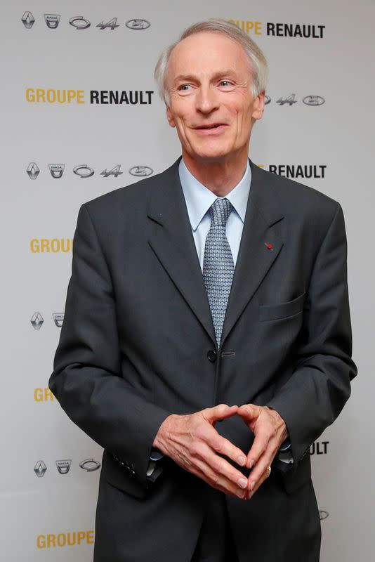 Chairman of Renault SA Jean-Dominique Senard attends a news conference at French carmaker Renault headquarters in Boulogne-Billancourt