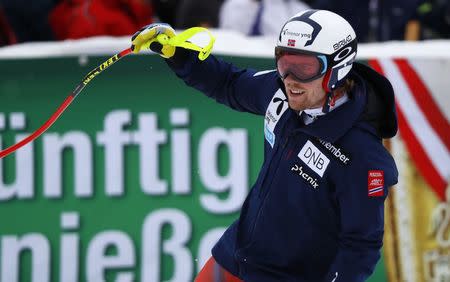 Alpine Skiing - FIS Alpine Skiing World Cup - Men's Alpine Super G - Kitzbuehel, Austria - January 19, 2018. Aleksander Aamodt Kilde of Norway. REUTERS/Leonhard Foeger