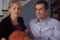 <p>The <em>Modern Family </em>star was actually eight and a half months pregnant while filming the pilot episode of <em>Modern Family</em>! They hid her bump with pillows, laundry baskets and camera angles. </p>