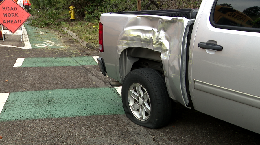 A San Diego Unified School District bus crashed with another car on March 26, 2024. (FOX 5/KUSI)