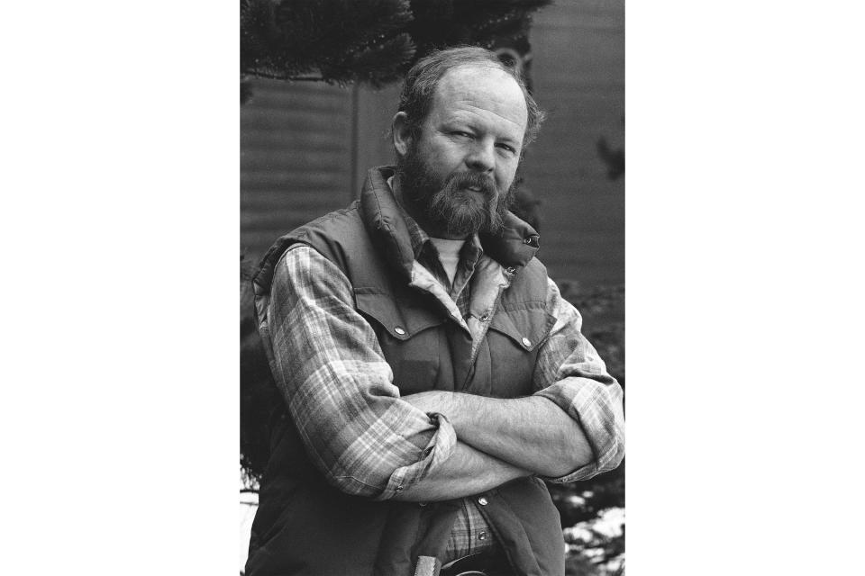 FILE - Dave Foreman, founder of Earth First! poses for a portrait in Juneau, Alaska, on March 10, 1988. Foreman, a self-proclaimed eco-warrior who was a prominent member of the radical environmentalism movement and a co-founder of Earth First!, has died Monday, Sept. 19, 2022, according to New Mexico-based Rewilding Institute. He was 74. (AP Photo/Suzanne Vlamis, File)