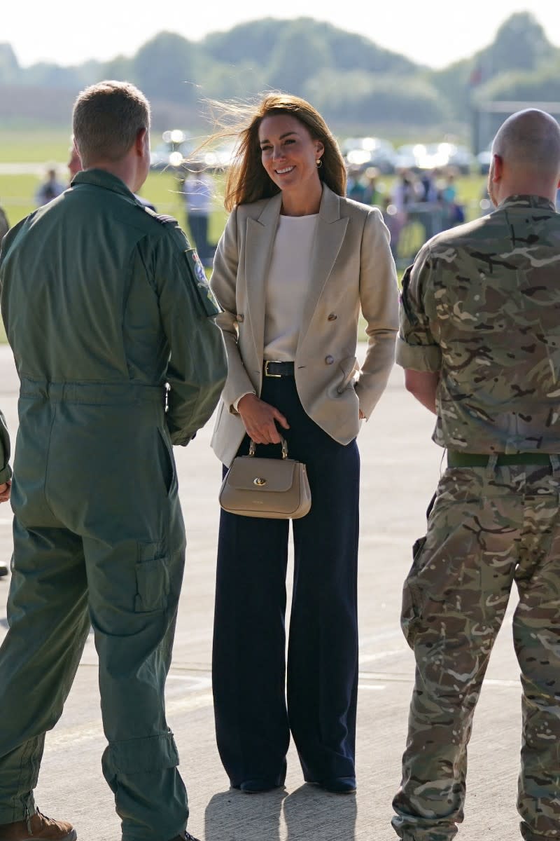 <p> Kate’s paternal grandfather, Peter Middleton, was an RAF pilot who reportedly once flew with William’s grandfather, the late Prince Philip. Princess Catherine regularly attends official engagements to meet with military staff and paid a visit to Gloucester's Air Tattoo at RAF Fairford with Prince William and the three Wales children in July 2023. </p>