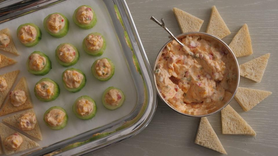 Pimento Cheese is on the 'Kentucky Derby At-Home' menu created in partnership by Martha Stewart and Churchill Downs Racetrack.
