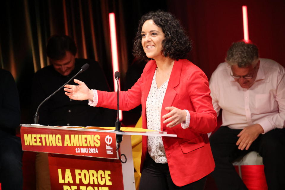 Pour les européennes, l’insoumise Manon Aubry propose un projet radical refusant notamment d’aller plus loin dans l’intégration européenne (photo prise à Amiens à la mi-mai).