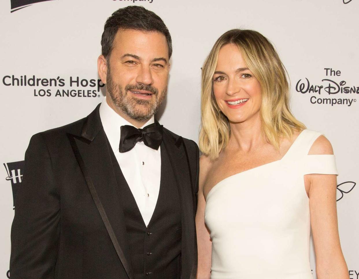 Jimmy Kimmel (L) and Molly McNearney arrives for 2018 From Paris with Love Children's Hospital Los Angeles Gala at L.A. Live Event Deck on October 20, 2018 in Los Angeles, California